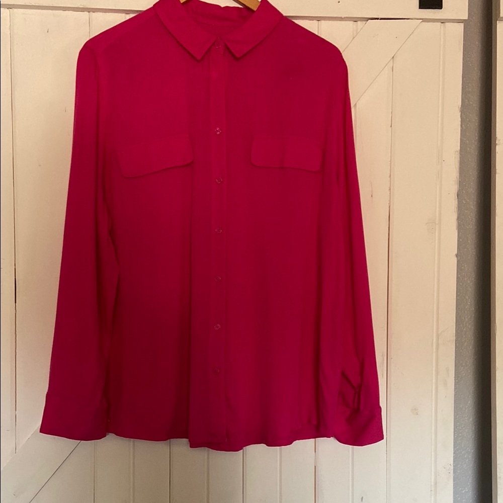 Chico's Women's Button Down Shirt - Vibrant Pink Size 3